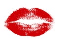 Red imprint kiss lips - stock vector